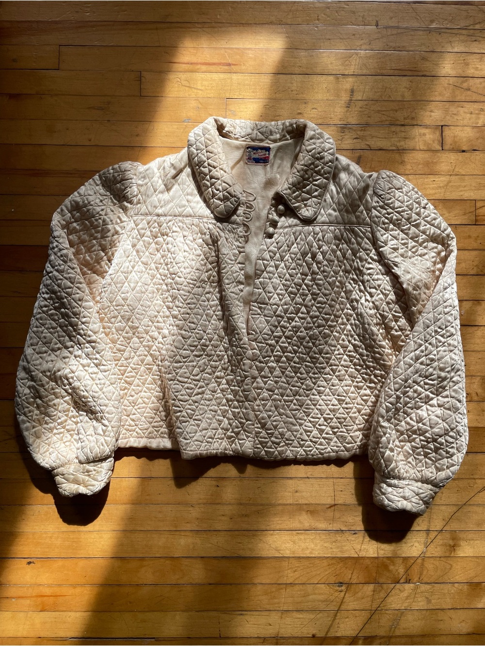 1950's Rayon Quilted Bed Jacket Butter Yellow